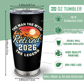 Biomlon retirement tumbler cup-holder-fit ensures easy travel from desk to car.