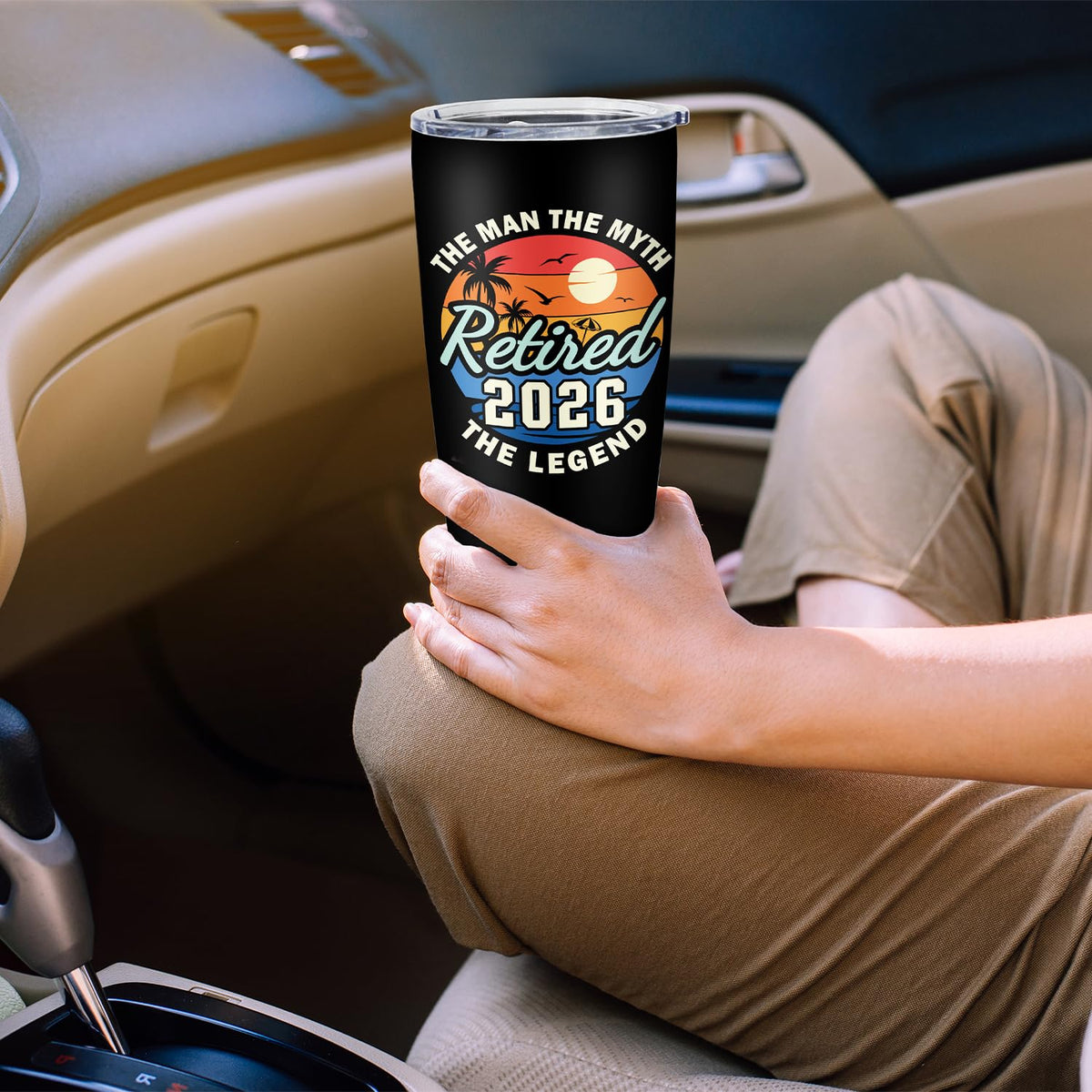 Biomlon retirement tumbler outdoor adventure image highlights versatile everyday use.