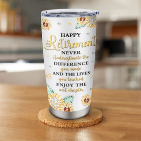 Biomlon retirement tumbler makes a thoughtful coworker or friend gift.
