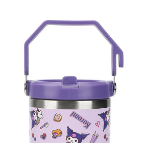 Bioworld Kuromi tumbler fits most cupholders for convenient transport.