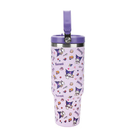 Close-up of Bioworld Kuromi tumbler flip straw lid for easy sipping.