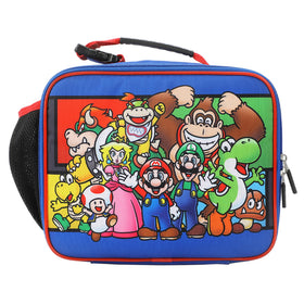 Bioworld Super Mario lunchbox with favorite characters graphic keeps lunch fresh during midday meals.