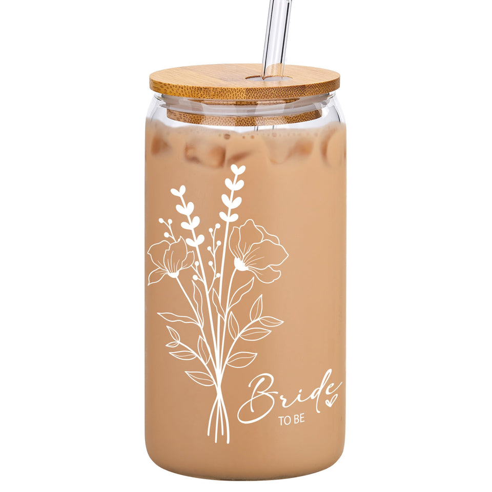BIPEDS Glass Cup Bride to Be text, ideal for engagement gift.