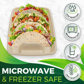 BIRCHIO bamboo-bagasse blend enhances durability for hot or cold taco service.