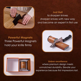 BIRDBAK magnetic-support system keeps blades aligned during sharpening.
