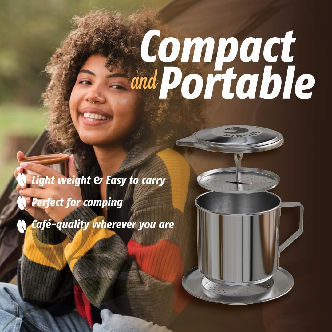 Birdee stainless steel construction ensures durable daily brewing