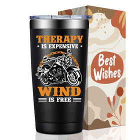 BIRGILT 20oz Tumbler front view highlights motorcycle gift design for riders