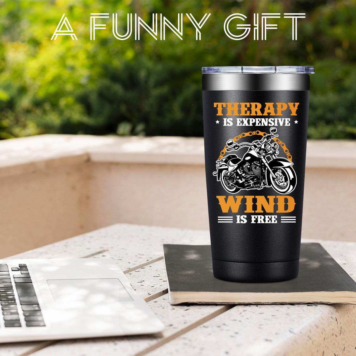 BIRGILT 20oz Tumbler side view ideal for riders on the go