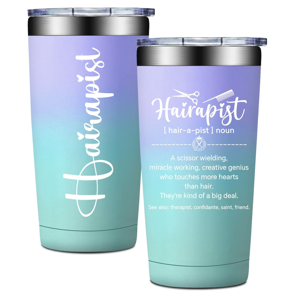 BIRGILT Hairapist tumbler front view showing double-wall insulation for cold drinks