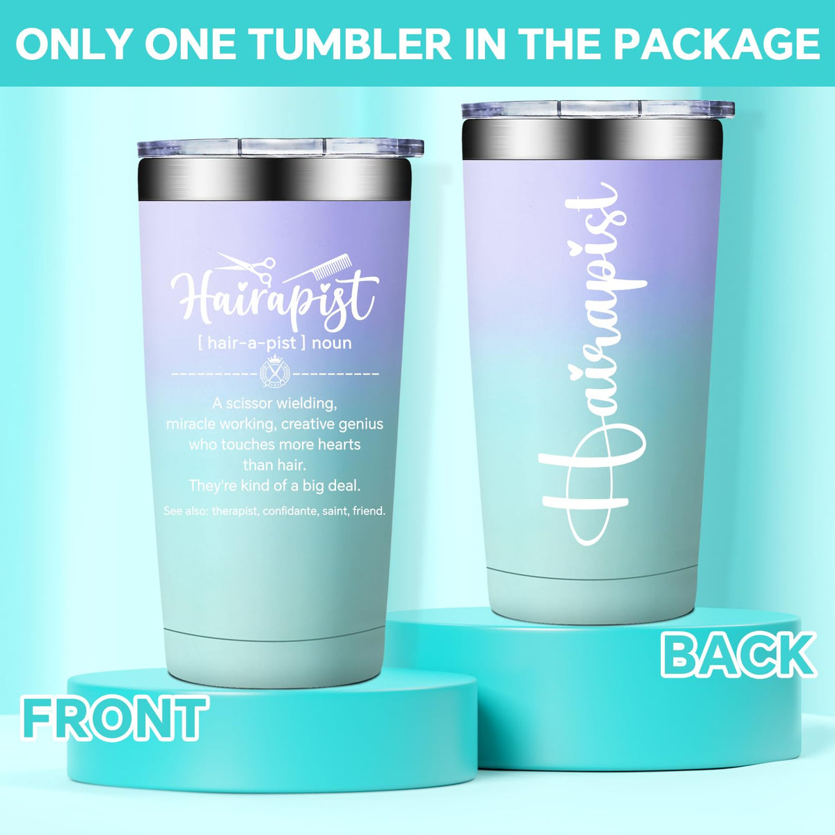 BIRGILT Hairapist tumbler side view highlighting sleek design and portability
