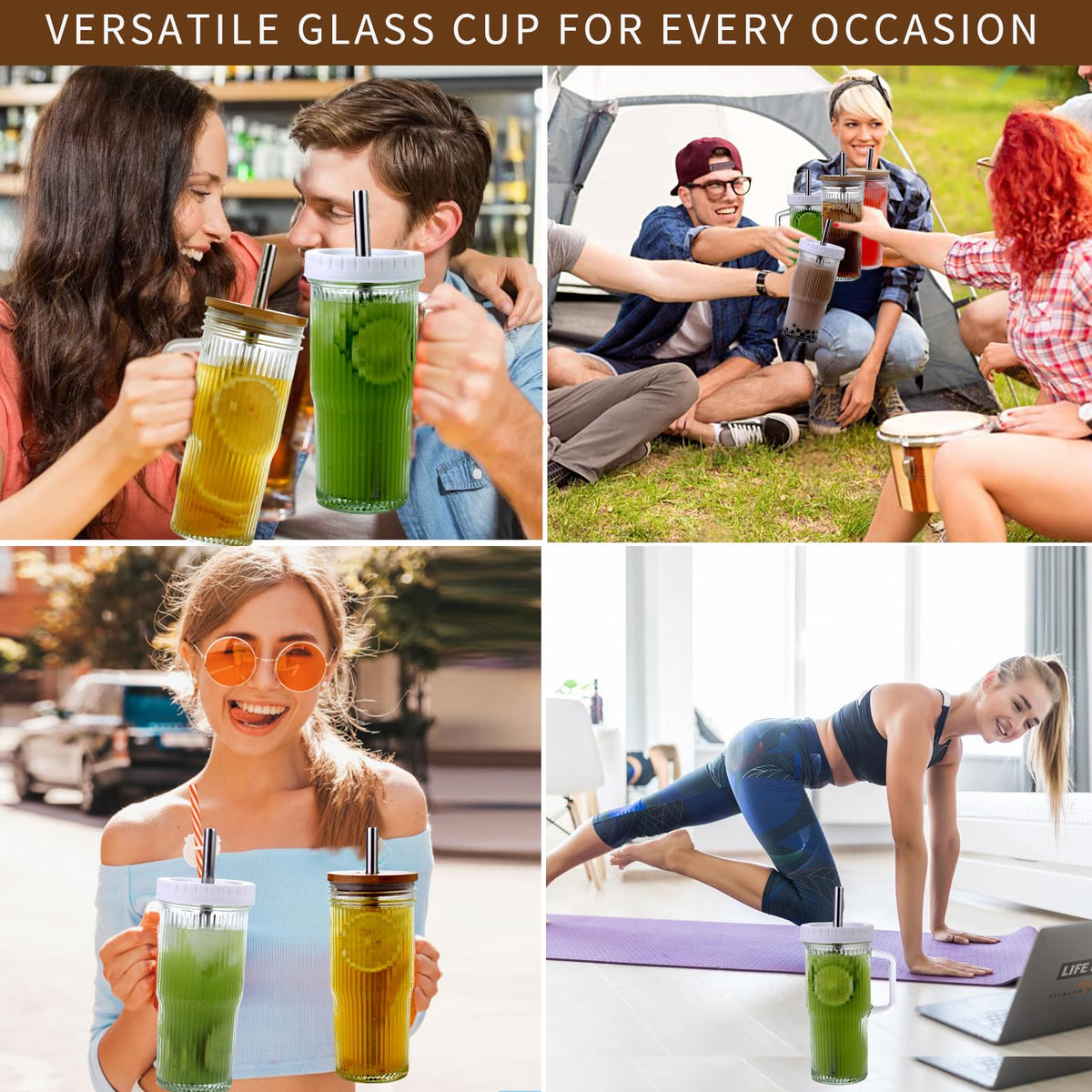 Birity durable glass tumbler for hot or cold drinks and everyday use.