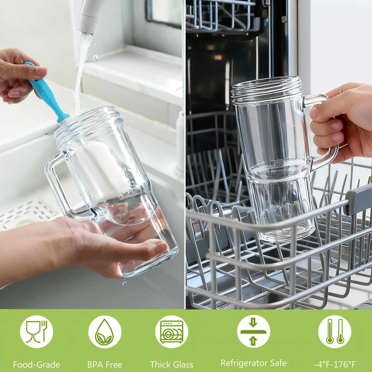 Birity dishwasher safe glass tumbler for quick cleanup after use