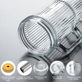 Birity glass cup with lids and straws for leak-free travel.