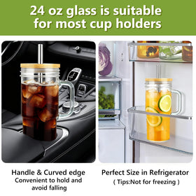 Birity glass cups with lids and straws for spill free travel