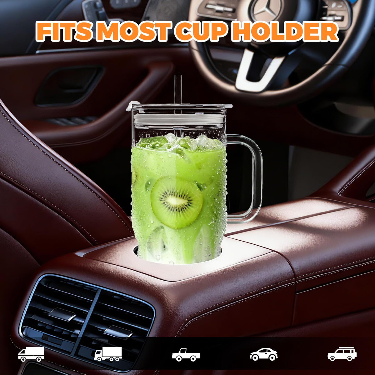 Birity glass tumbler with straw, BPA-free for refreshing cold drinks