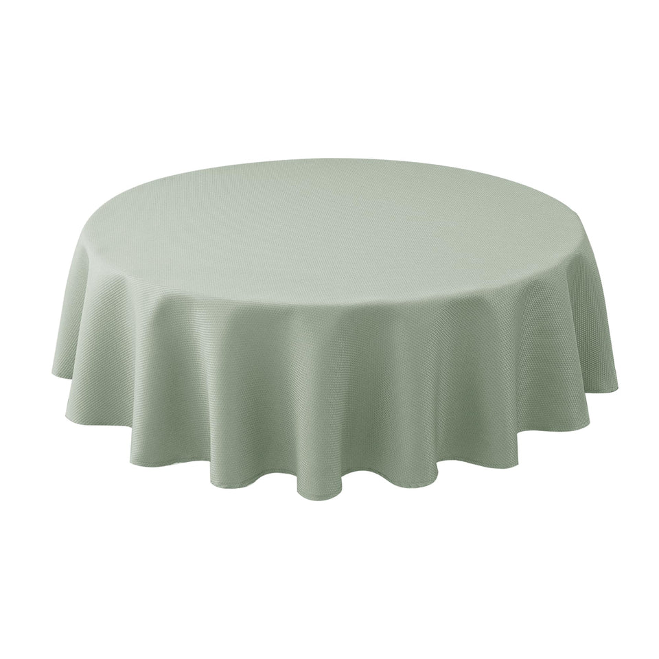 Biscaynebay sage round tablecloth, main view, adds elegant dining ambiance.