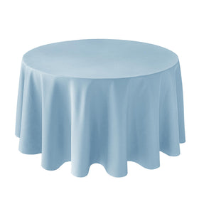 Biscaynebay 90-inch light blue textured round tablecloth for stylish dining and versatile use.