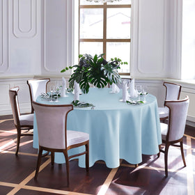 Biscaynebay 90-inch water-resistant round tablecloth keeps spills at bay during gatherings.