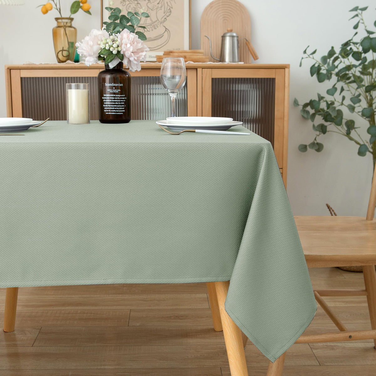 Biscaynebay square tablecloth outdoors on patio, suitable for entertaining