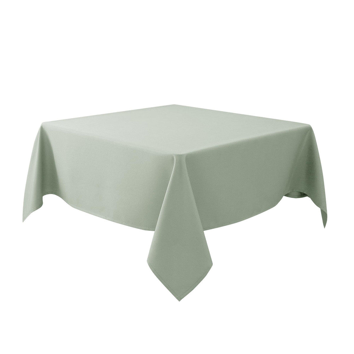 Biscaynebay Square Tablecloth in Sage with 54x54 size and elegant drape.