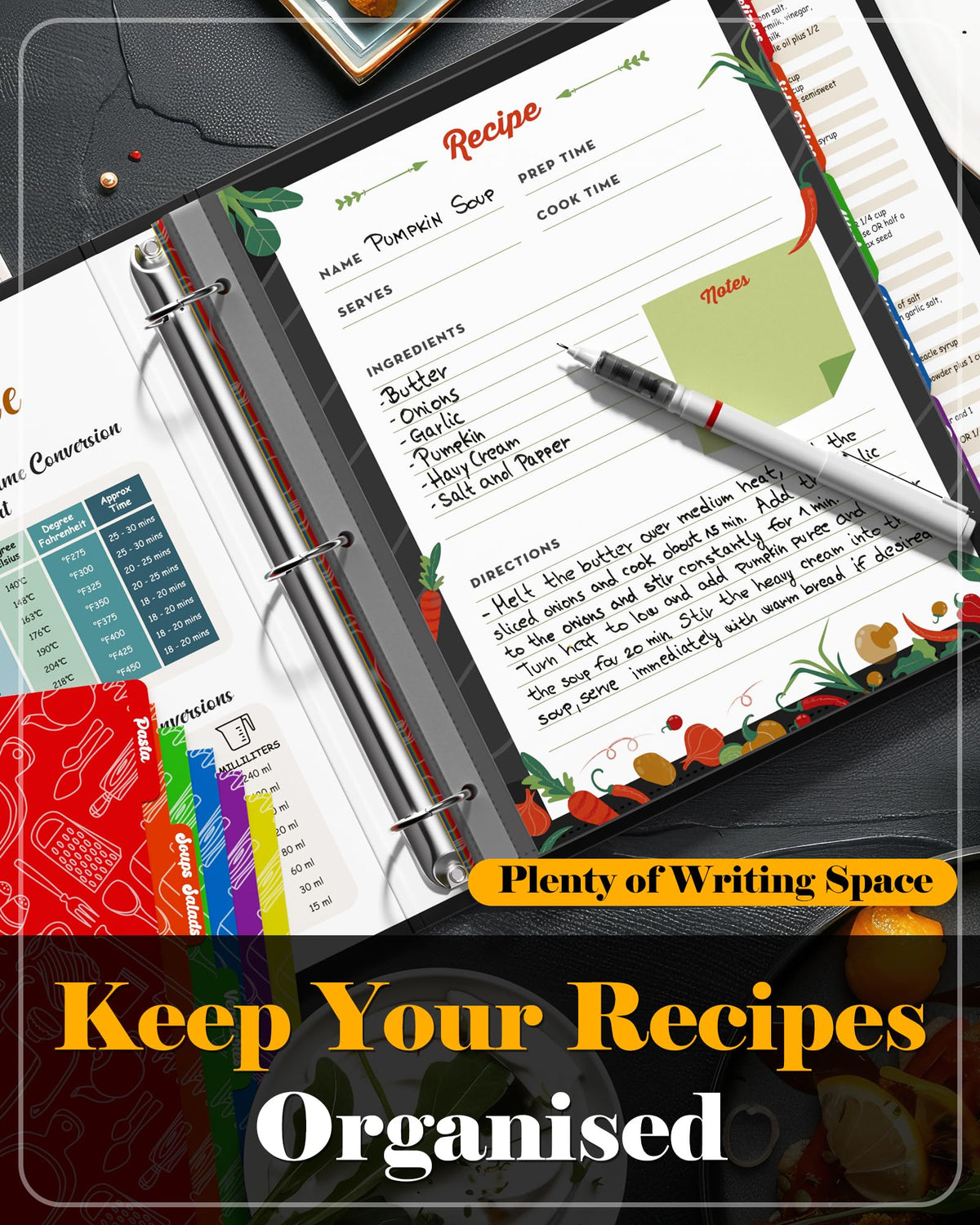 BiuLeon dividers and stickers help categorize recipes efficiently