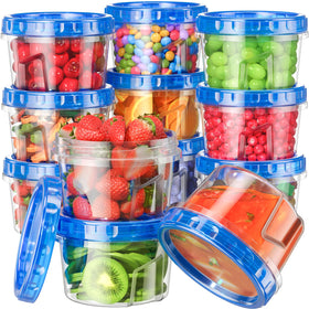 BiuLeon 12-pack 17oz freezer containers with twist-top lids for spill-free storage.