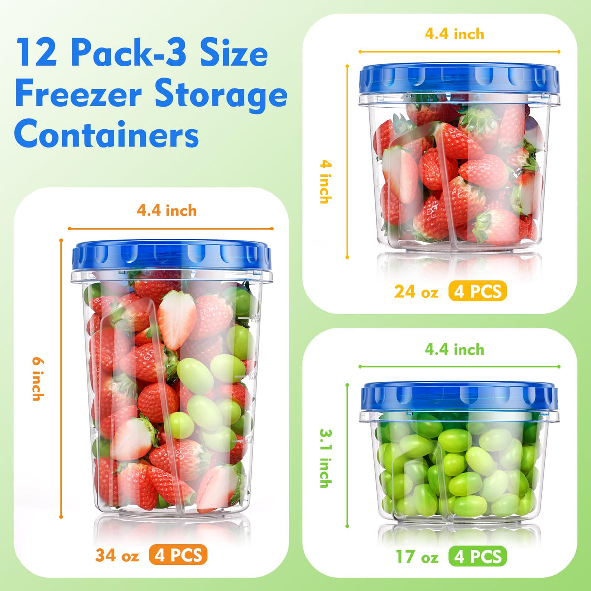 BiuLeon 24oz freezer containers 4-pack ideal for leftover storage.