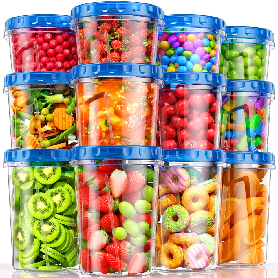 BiuLeon 34oz freezer containers 4-pack with clear walls for easy meal prep visibility.