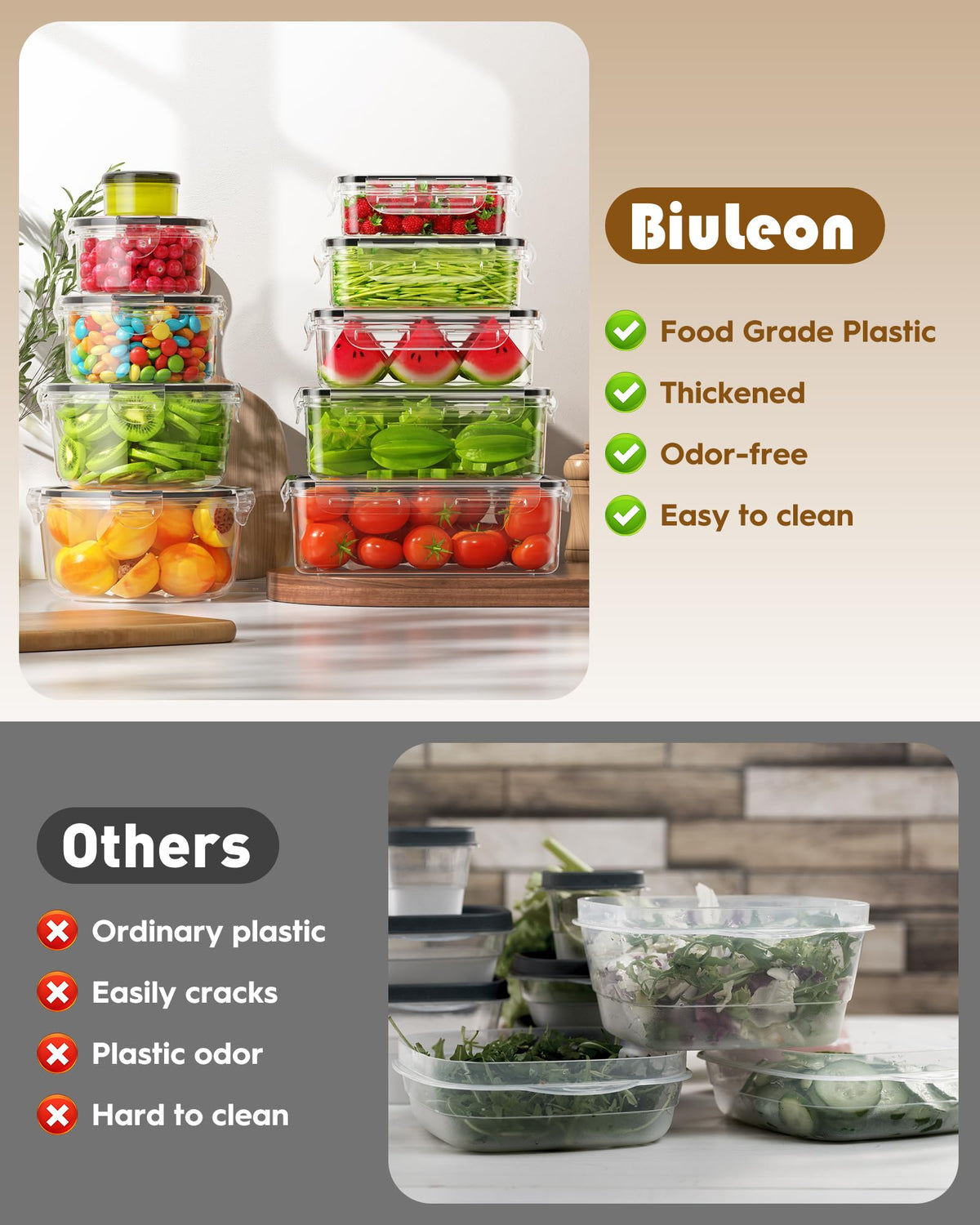Biuleon round 40oz container keeps bulk items organized and visible.
