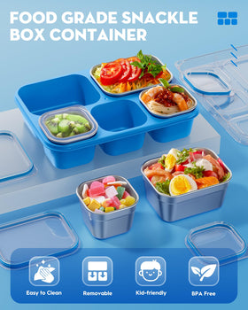 BiuLeon Snackle Box blue five-compartment layout for varied snacks.