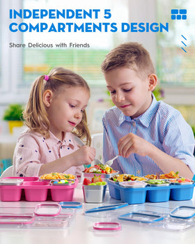 BiuLeon Snackle Box blue semi-circular handles for easy opening by adults and kids.