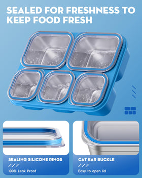 BiuLeon Snackle Box blue leakproof seal keeps foods fresh on the go.