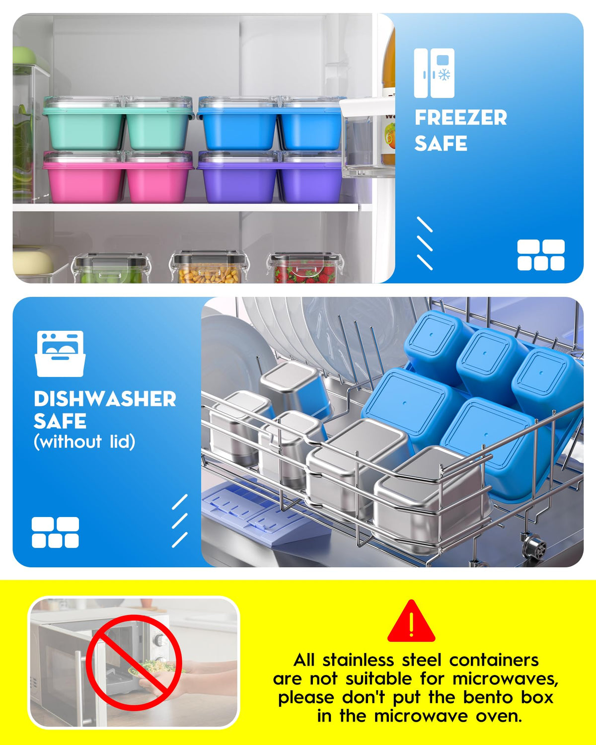 BiuLeon Snackle Box blue made from stainless steel and BPA-free plastic.