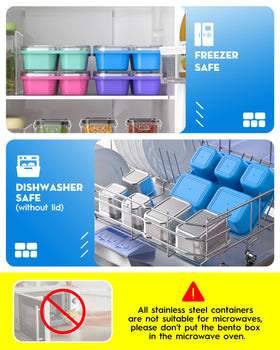 BiuLeon Snackle Box blue made from stainless steel and BPA-free plastic.