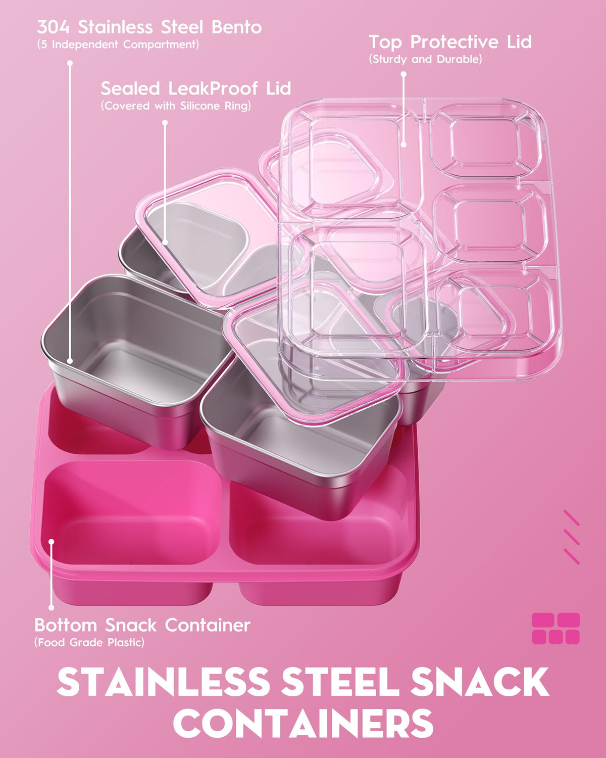 BiuLeon Snackle Box clear lid for fast food visibility and access.