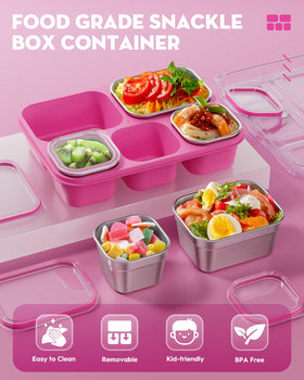 BiuLeon Snackle Box durable stainless steel construction for long-lasting snack storage.