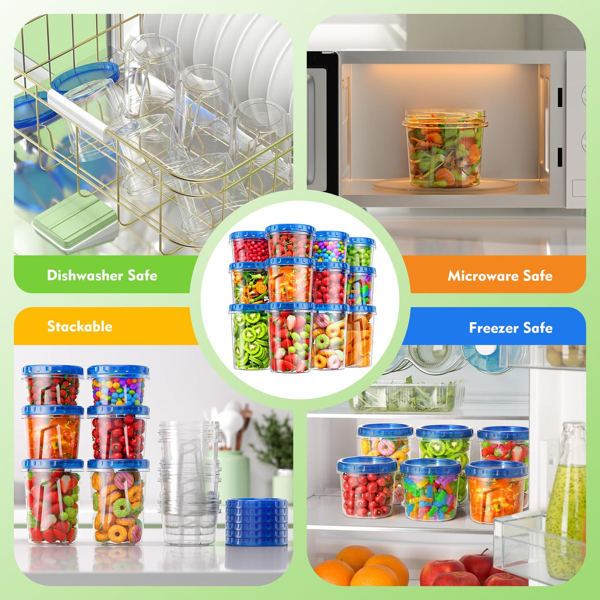 BiuLeon twist-top lids seal airtight and leakproof for soups and sauces.