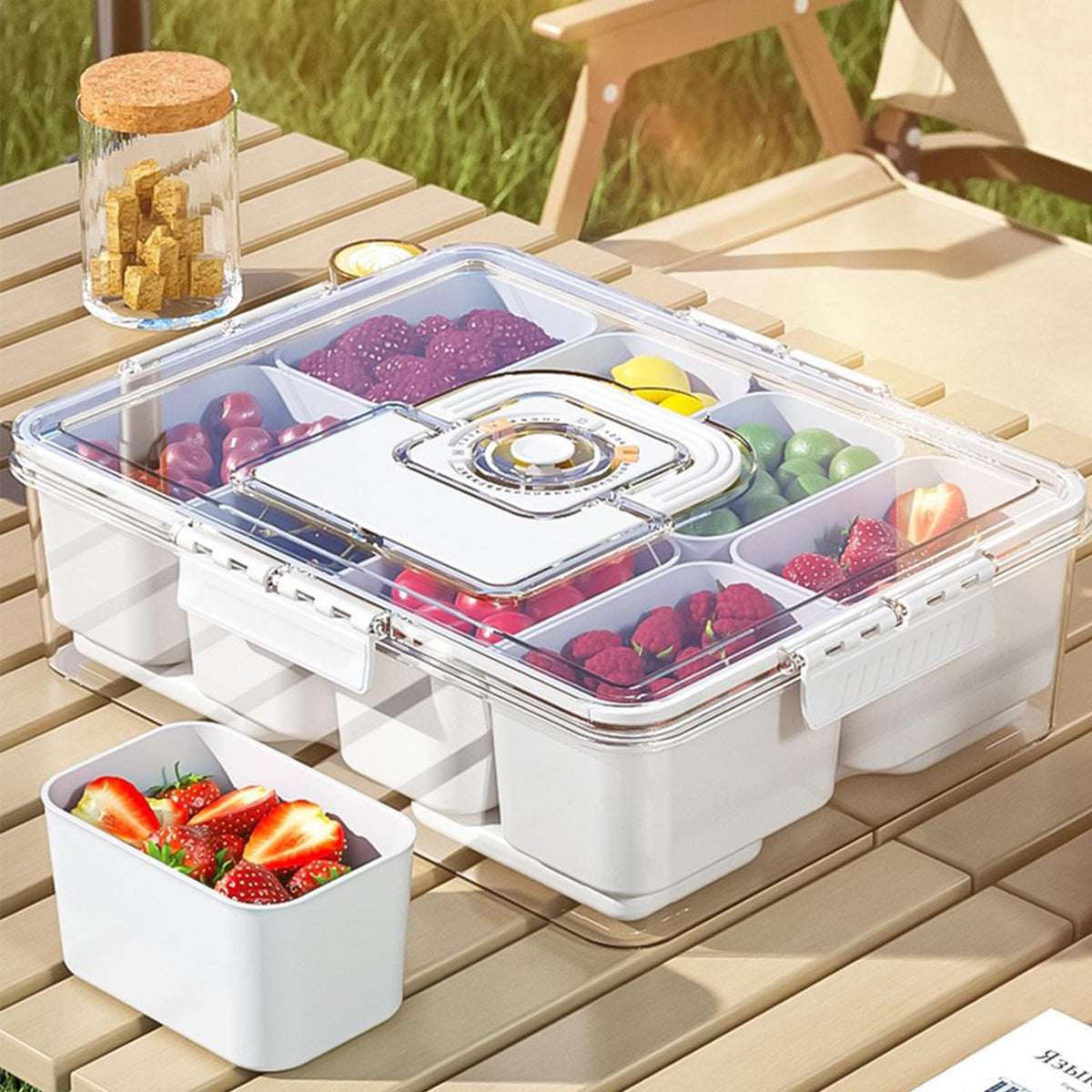 Bivpreom Snackle Box serving tray setup ideal for picnics and gatherings