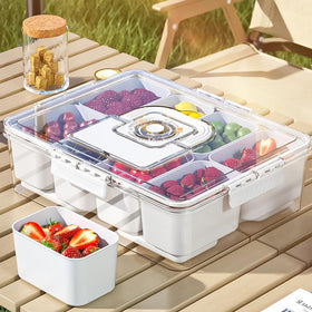 Bivpreom Snackle Box serving tray setup ideal for picnics and gatherings