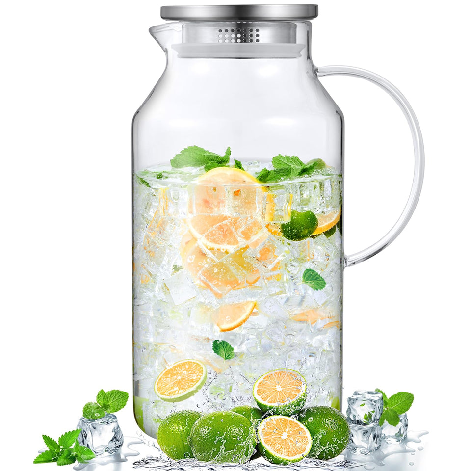 Bivvclaz 1-gallon glass pitcher front view showing large capacity for gatherings