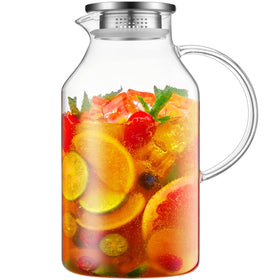 Bivvclaz 3-liter glass pitcher front view for water and iced tea