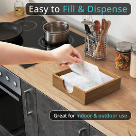 Bivvclaz Acacia napkin holder placed on dining table complements casual and formal settings.