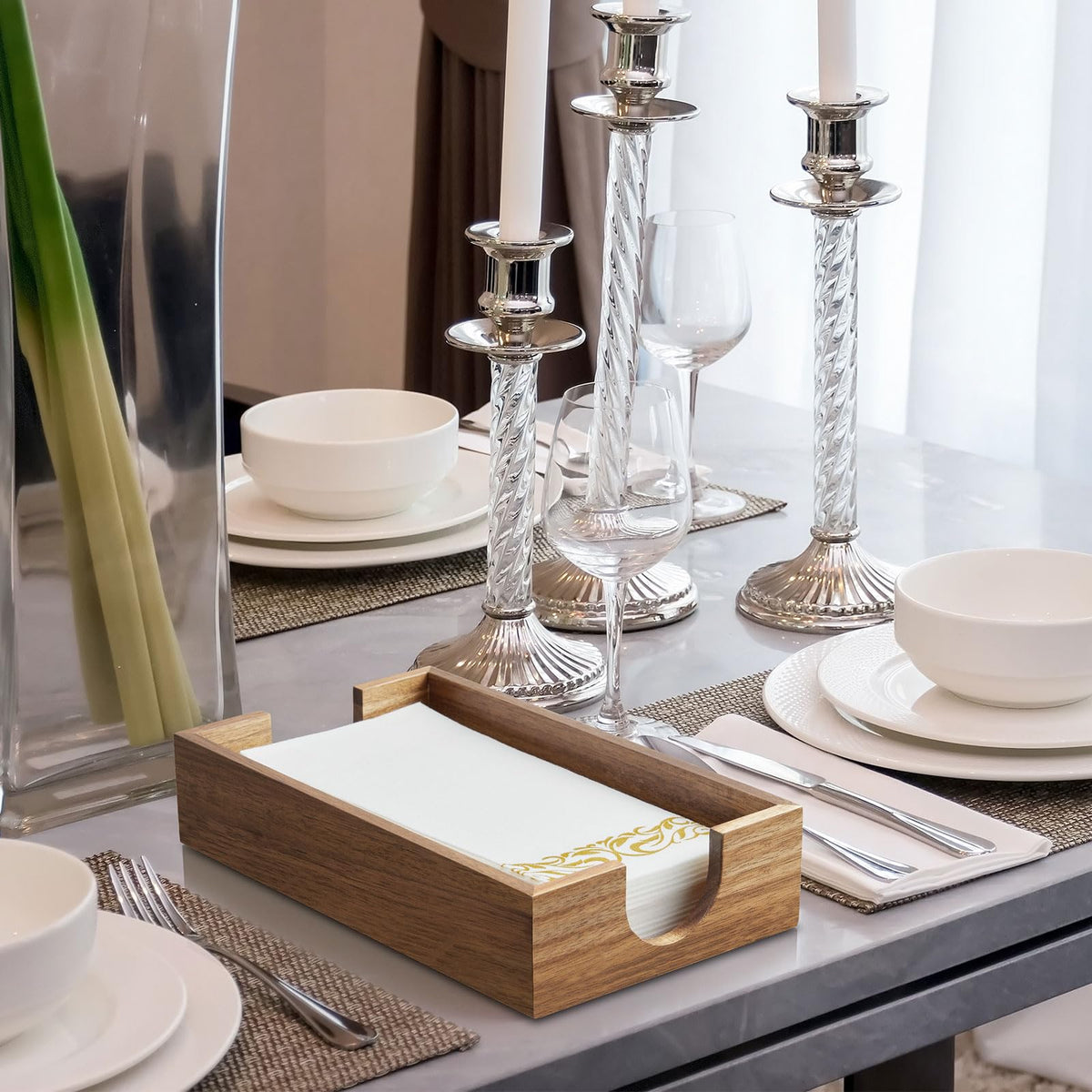 Bivvclaz bathroom napkin holder on countertop for convenient guest access.