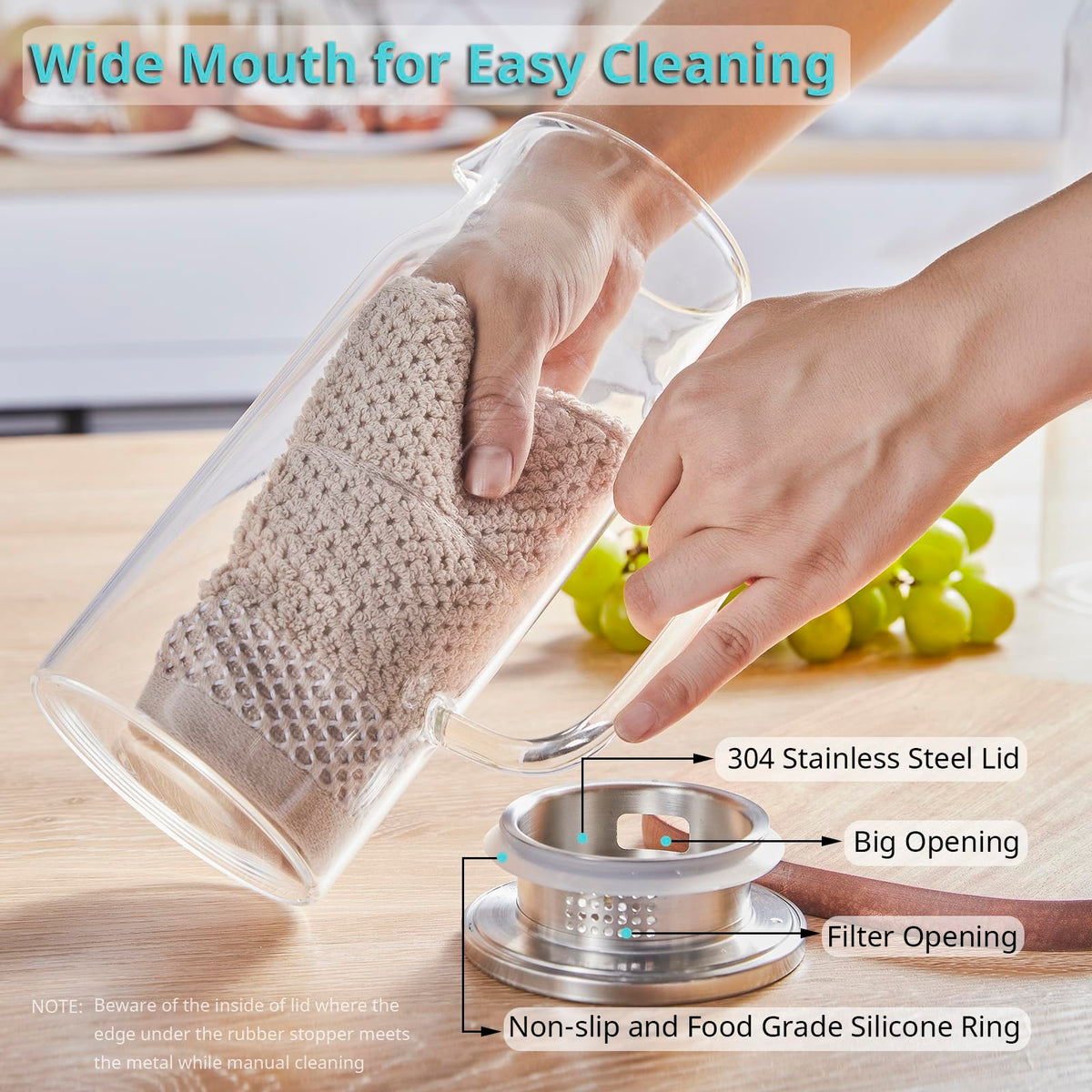 Bivvclaz borosilicate glass pitcher resists temperature changes for hot or cold beverages