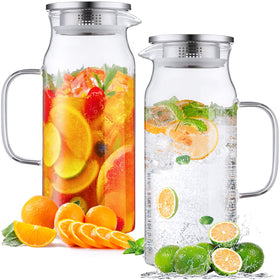 Bivvclaz glass pitcher 2-liter with lid and handle for everyday hydration.