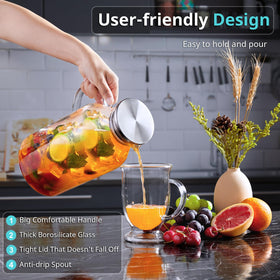 Bivvclaz glass pitcher handle ergonomic grip for easy pouring