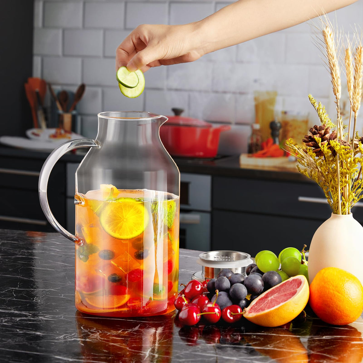 Bivvclaz glass pitcher versatile for water juice and tea