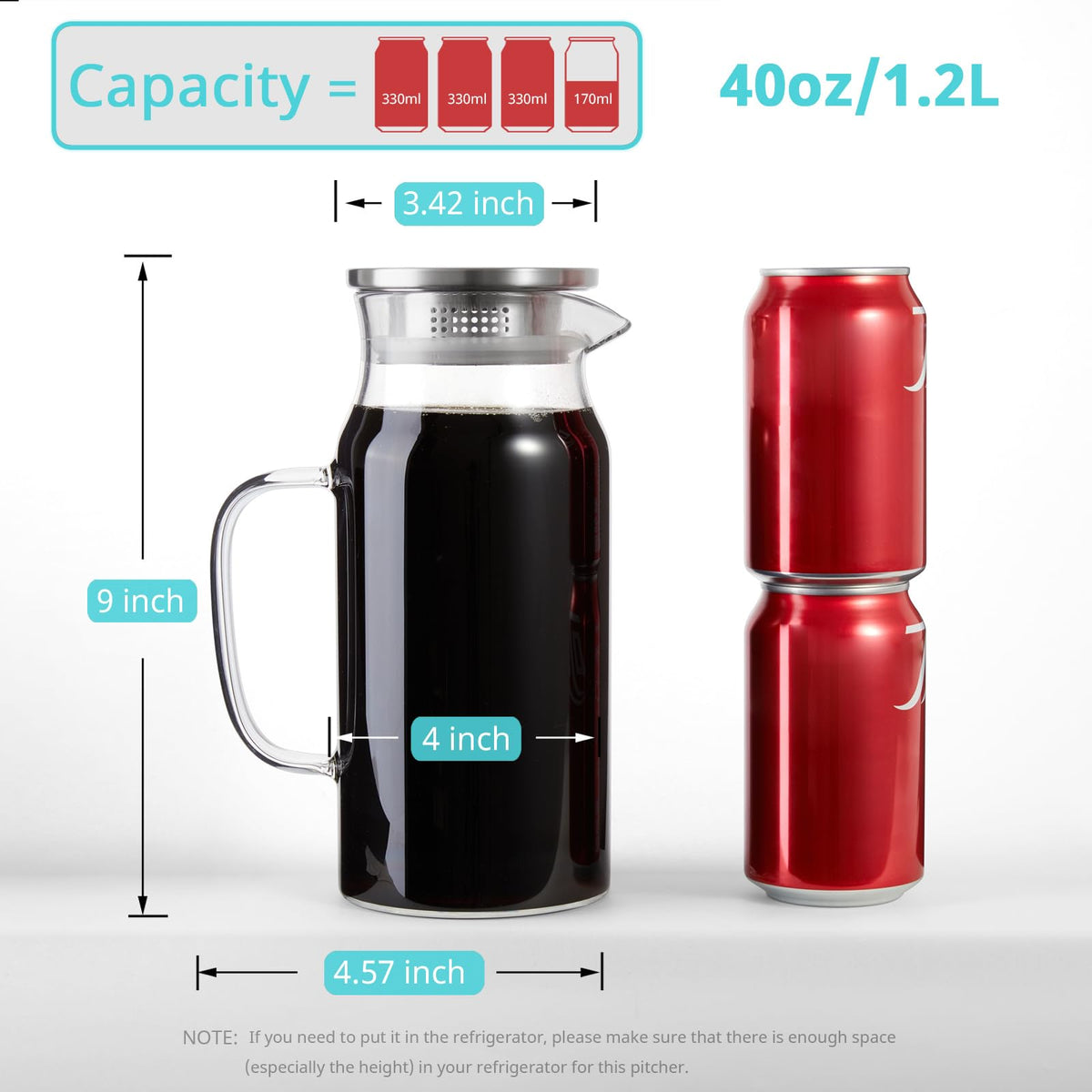 Bivvclaz glass pitcher wide mouth for easy filling and cleaning
