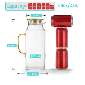 Bivvclaz gold glass pitcher wide mouth for simple filling and cleaning.