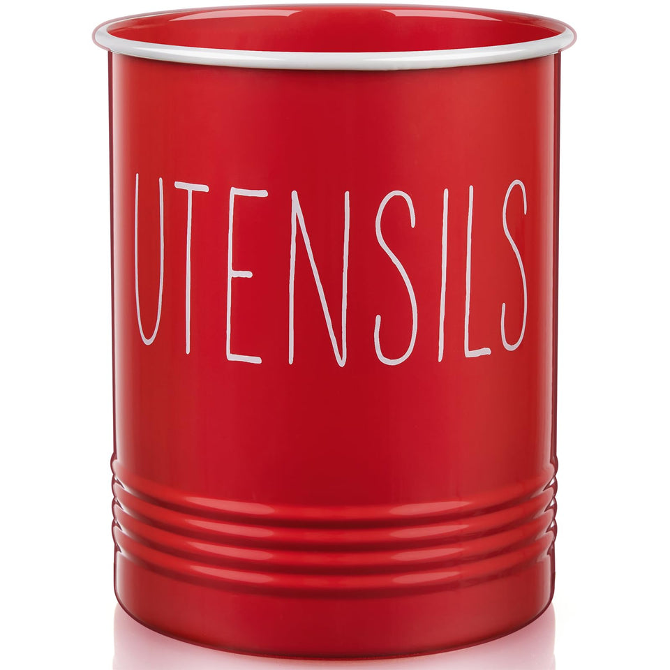 Bivvclaz kitchen utensil holder with red cork base keeps counters protected and organized.